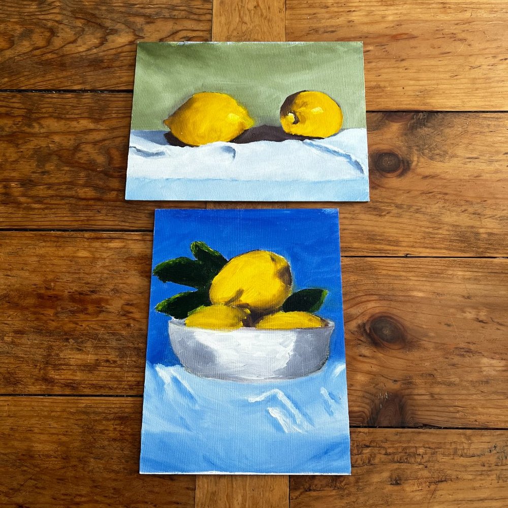 acrylic on board: Lemons paintings (2)